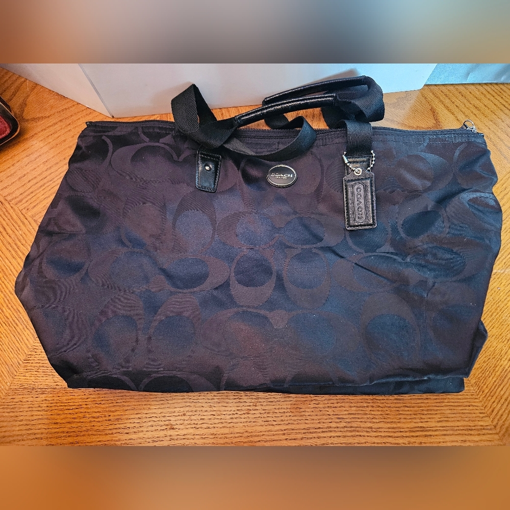 Coach Black Getaway PACKABLE Travel Weekender Tote + Cosmetic Bag 2pc Set